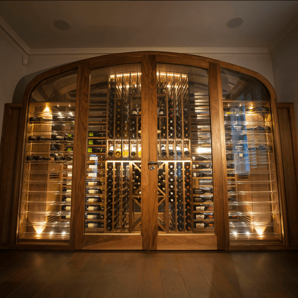 arched bespoke wine wall