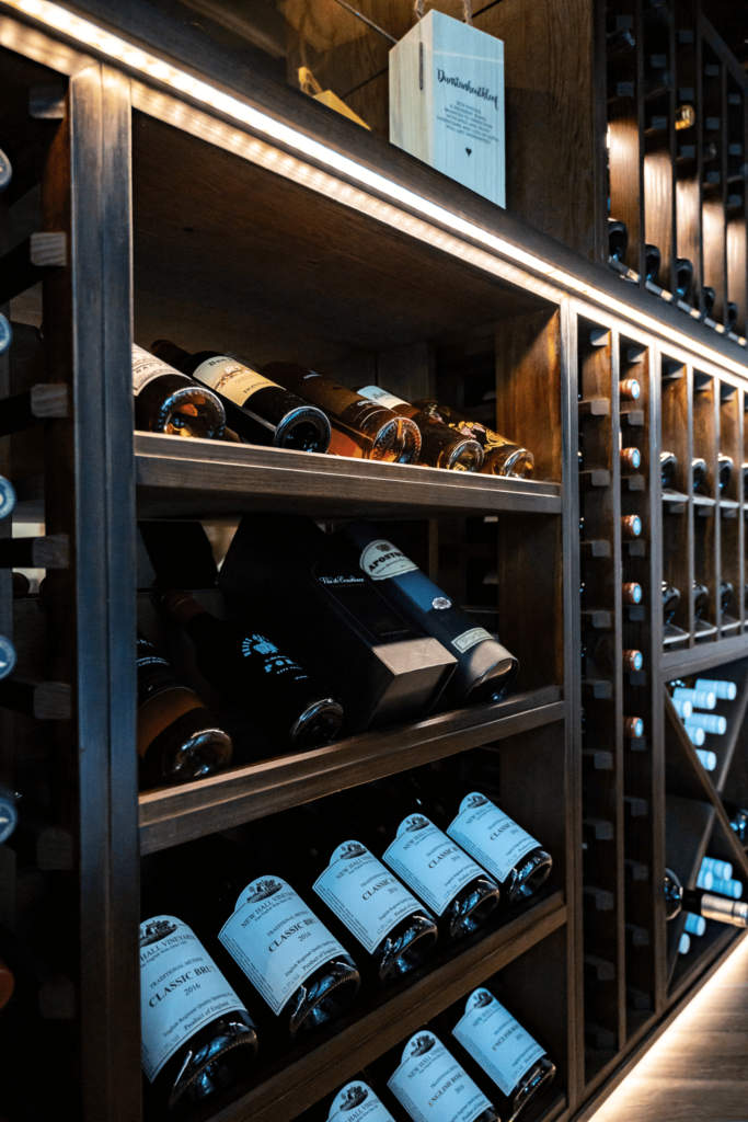 dark oak wine room