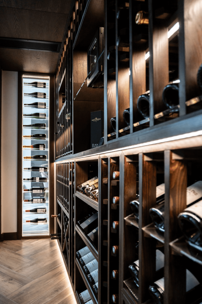 wine room designers feature wine wall