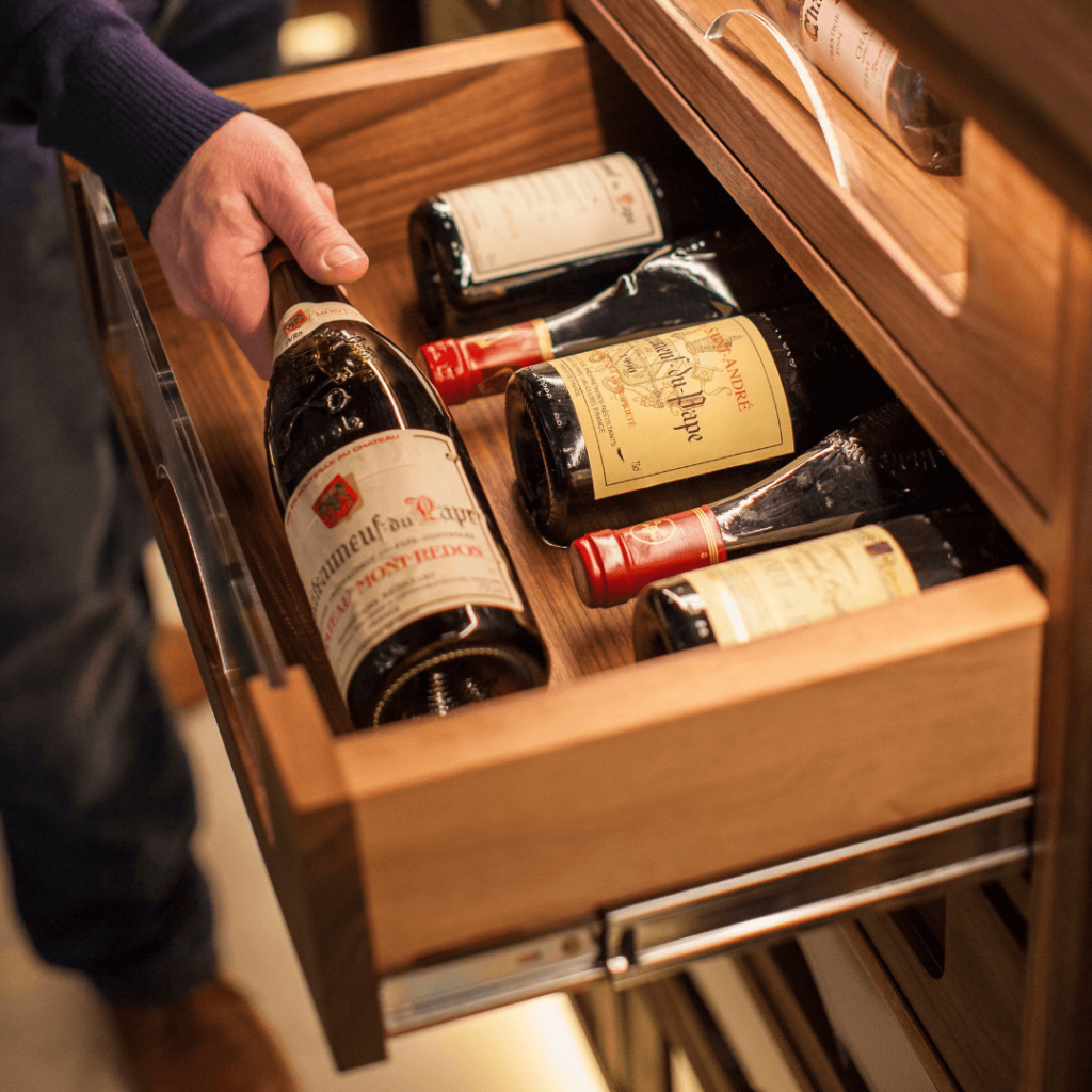 custom made wine bottle storage draws