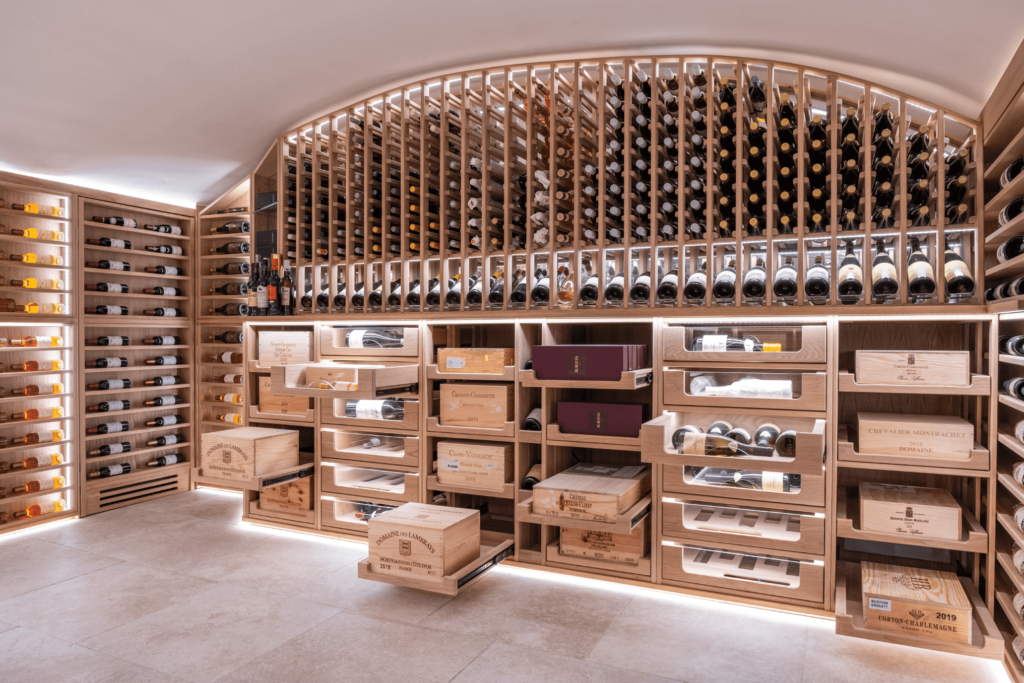 arched wine racking from soild oak