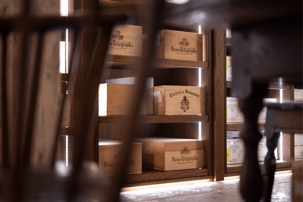 Basement wine room with lighting