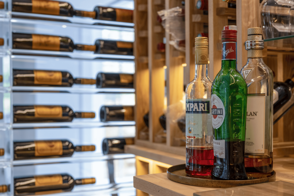 Wine cellar spirit shelf