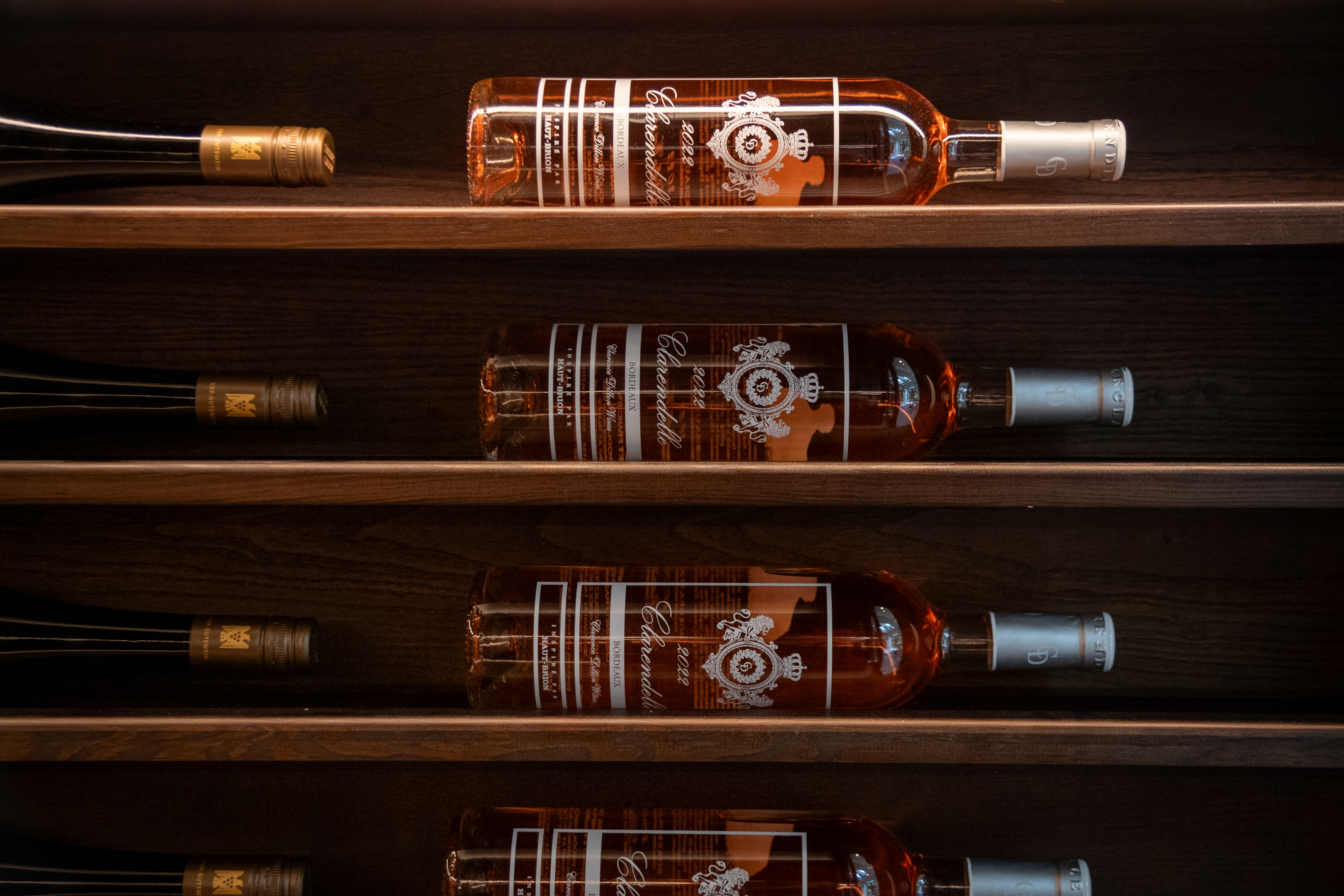 scallop racking showing the labels on a row of Rose