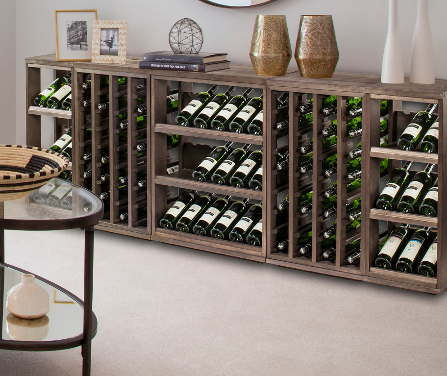 Individual wine racks, modular in design, designed to be placed side by side