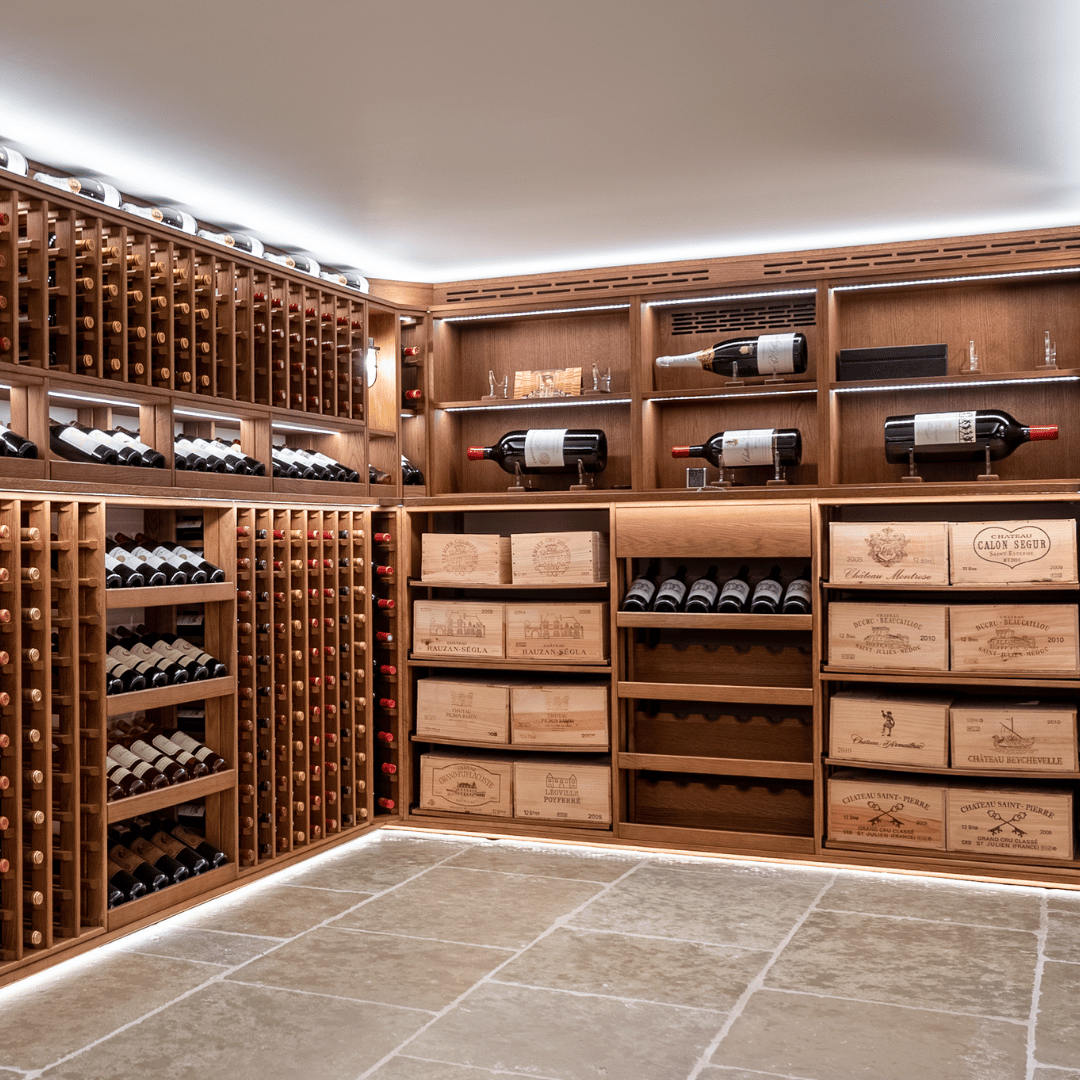 a Sorrells wine cellar showing the air conditioning grills