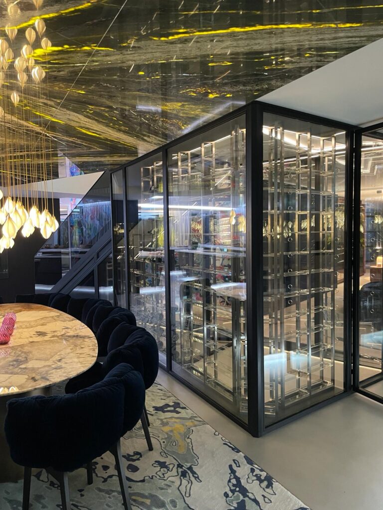 The corner of a 'white wine' wine cellar located under the stairs