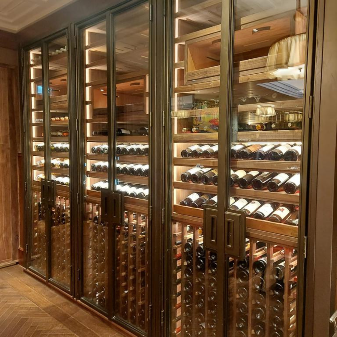 metal wine fridge doors