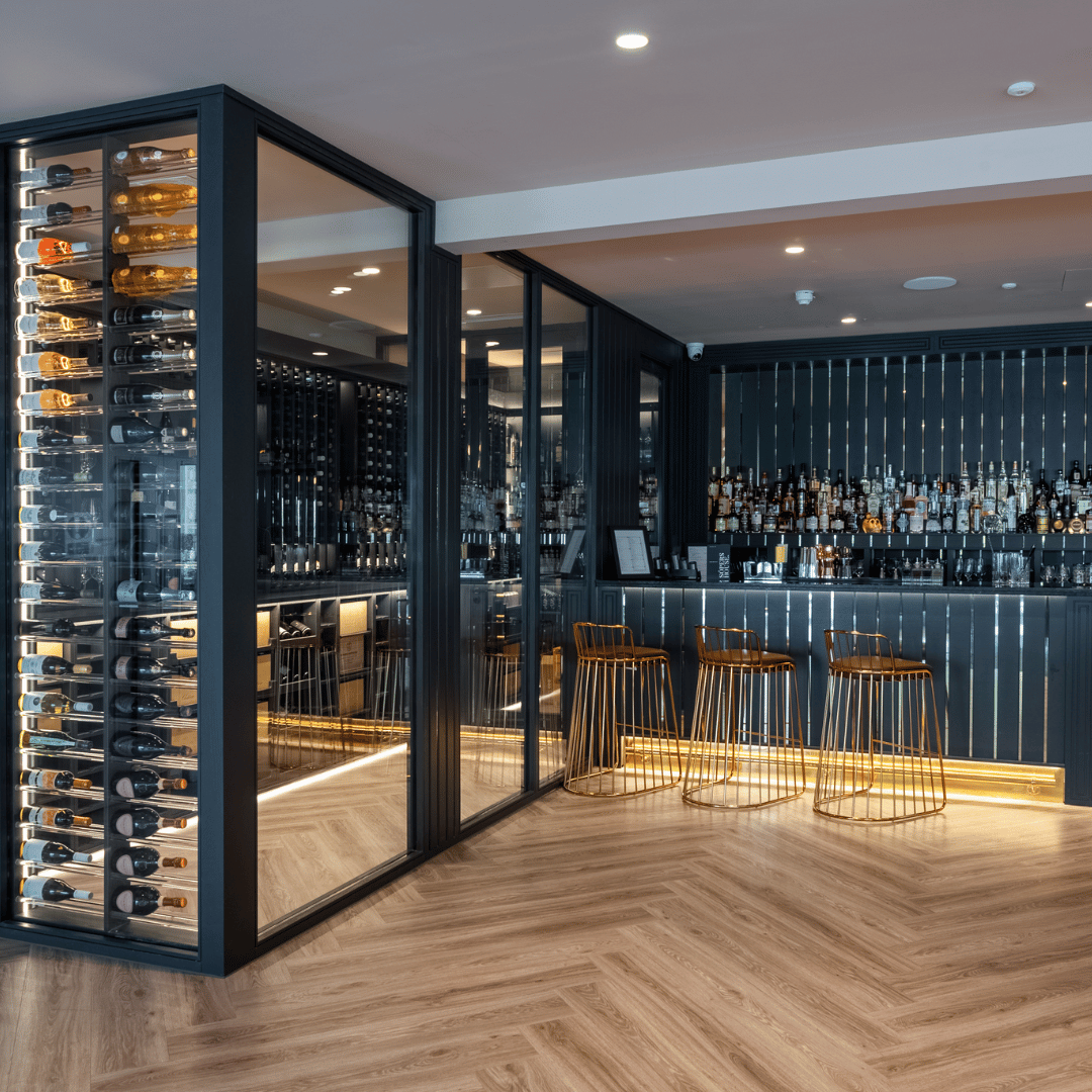 the wine bar and wine cellar at Sopers House, a private members club in Cuffley