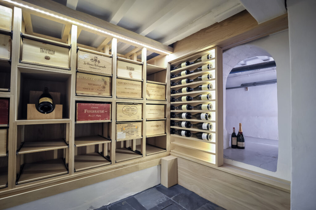Custom wine cellar joinery within a Grade II listed building